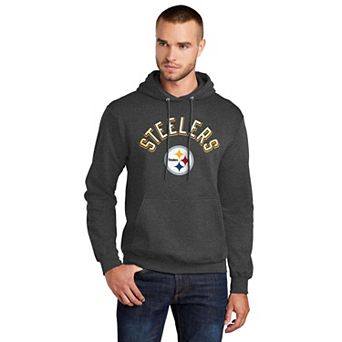 Men's Starter Charcoal Pittsburgh Steelers Arch Over Logo Pullover Hoodie