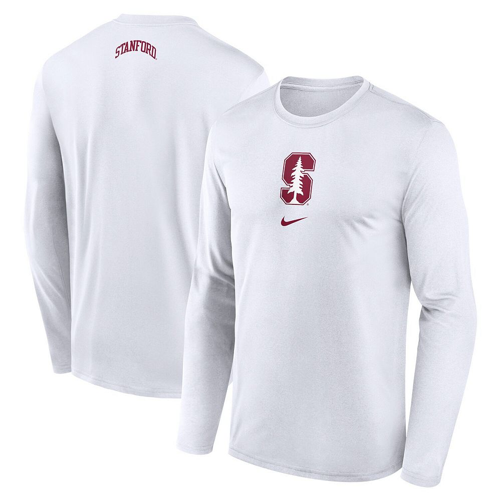 Mens Nike White Stanford Cardinal On Court Basketball Shootaround Performance Long Sleeve T Shirt 6146