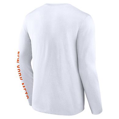 Men's Fanatics White New York Mets Press Box Long Sleeve T-Shirt