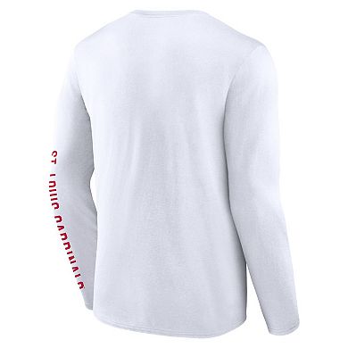 Men's Fanatics White St. Louis Cardinals Press Box Long Sleeve T-Shirt