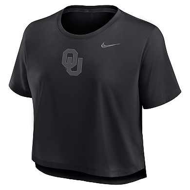 Women's Nike Black Oklahoma Sooners Performance Cropped T-Shirt