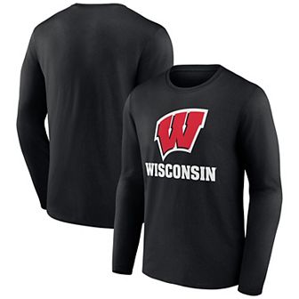 Men's Fanatics Black Wisconsin Badgers Team Lockup Long Sleeve T-Shirt