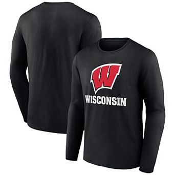 Men's Fanatics Black Wisconsin Badgers Team Lockup Long Sleeve T-Shirt