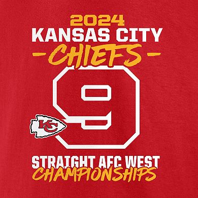 Men's Fanatics Red Kansas City Chiefs Nine-Straight AFC West Division Champions Big & Tall T-Shirt