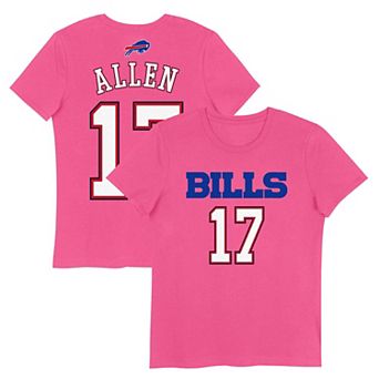 Girls Youth Josh Allen Pink Buffalo Bills Player Name & Number T-Shirt