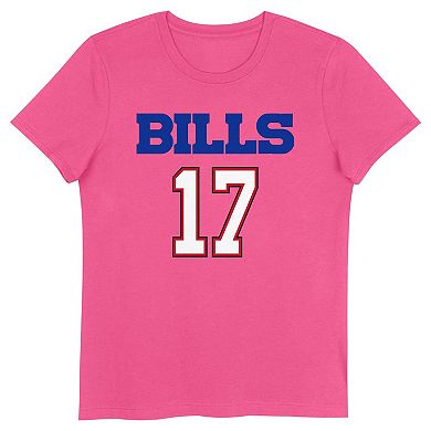 Girls Youth Josh Allen Pink Buffalo Bills Player Name & Number T-Shirt