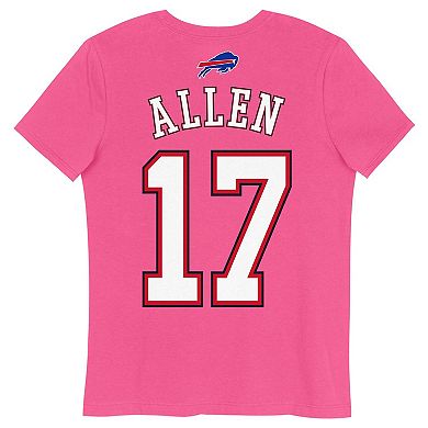 Girls Youth Josh Allen Pink Buffalo Bills Player Name & Number T-Shirt