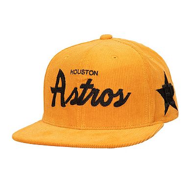 Men's Mitchell & Ness Orange Houston Astros Corduroy Snapback Hat