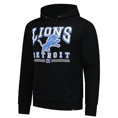 Men's '47 Black Detroit Lions Packed House Headline Pullover Hoodie