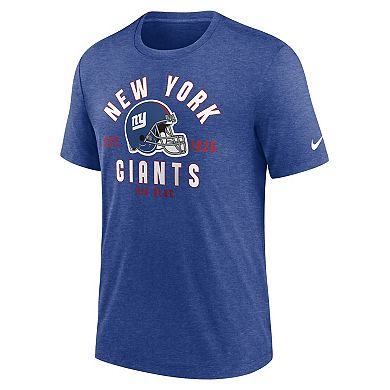 Men's Nike Heather Royal New York Giants Helmet Tri-Blend T-Shirt