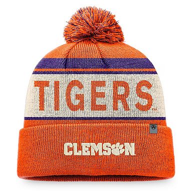 Men's Top of the World Orange Clemson Tigers Prime Cuffed Knit Hat with Pom