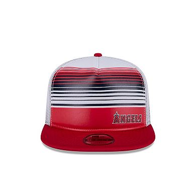 Men's New Era Red Los Angeles Angels Team Horizon 9FIFTY A-Frame Trucker Snapback Hat