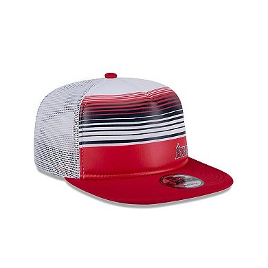 Men's New Era Red Los Angeles Angels Team Horizon 9FIFTY A-Frame Trucker Snapback Hat
