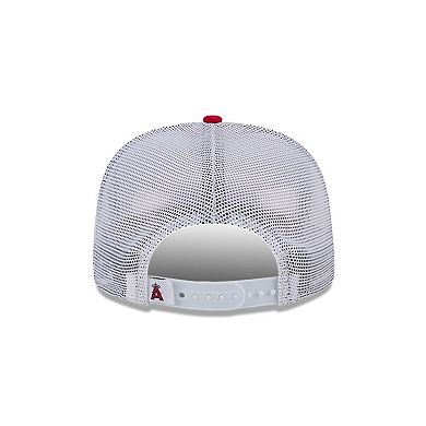 Men's New Era Red Los Angeles Angels Team Horizon 9FIFTY A-Frame Trucker Snapback Hat