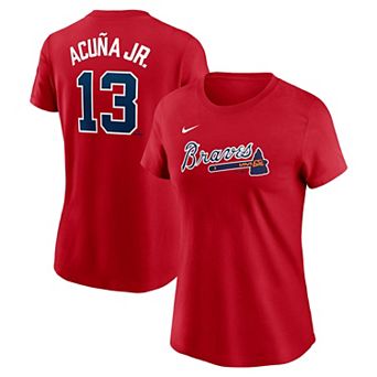 Women's Nike Ronald Acu̱a Jr. Red Atlanta Braves Fuse Name & Number T-Shirt