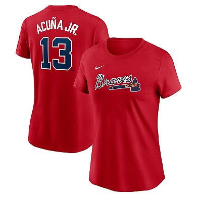 Women's Nike Ronald Acu̱a Jr. Red Atlanta Braves Fuse Name & Number T-Shirt