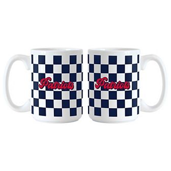 New England Patriots 2-Pack 15oz. Checkered Wordmark Mug Set
