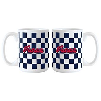 New England Patriots 2-Pack 15oz. Checkered Wordmark Mug Set