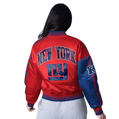Women's Starter Red/Royal New York Giants Cropped Full-Snap Jacket