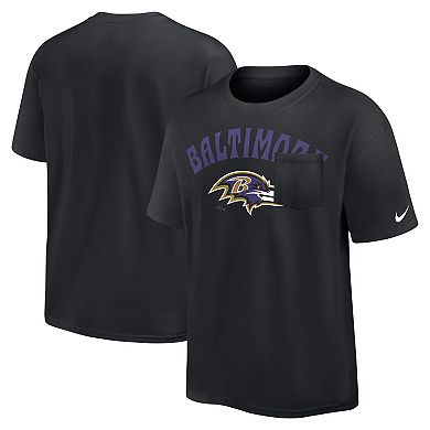 Men's Nike Black Baltimore Ravens Rewind Heavy Max 90 Pocket T-Shirt