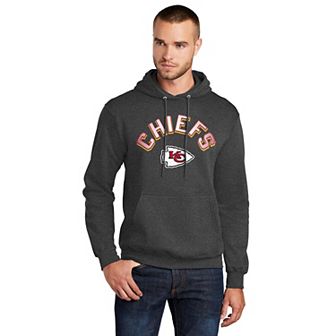 Men's Starter Charcoal Kansas City Chiefs Arch Over Logo Pullover Hoodie