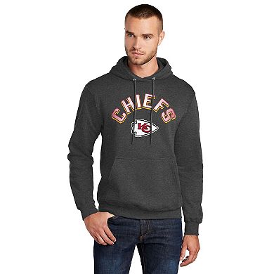Men's Starter Charcoal Kansas City Chiefs Arch Over Logo Pullover Hoodie