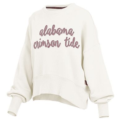 Women's Pressbox Cream Alabama Crimson Tide Chelsea Oversized Pullover Sweatshirt