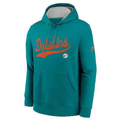 Men's Nike Aqua Miami Dolphins Rewind Club Logo Pullover Hoodie