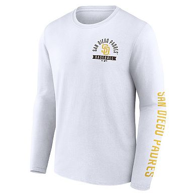 Men's Fanatics White San Diego Padres Press Box Long Sleeve T-Shirt