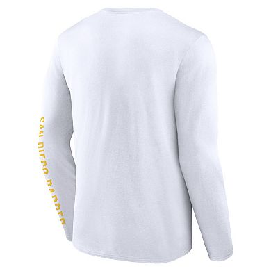 Men's Fanatics White San Diego Padres Press Box Long Sleeve T-Shirt