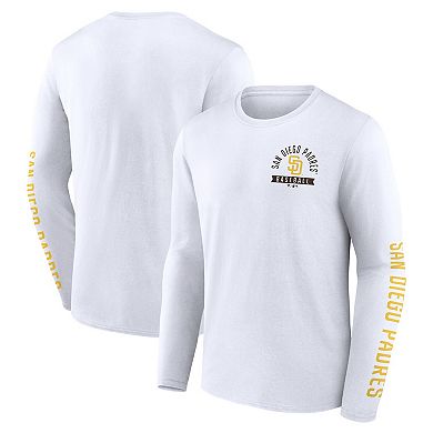 Men's Fanatics White San Diego Padres Press Box Long Sleeve T-Shirt