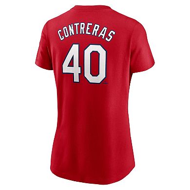 Women's Nike Willson Contreras Red St. Louis Cardinals Fuse Name & Number T-Shirt