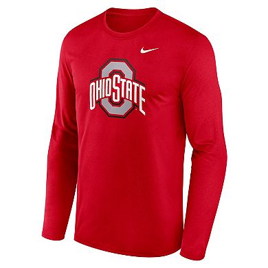 Men's Nike Scarlet Ohio State Buckeyes Primetime Primary Legend Long Sleeve T-Shirt