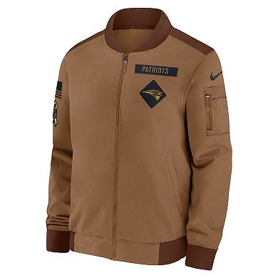 Men's Nike Brown New England Patriots Salute To Service Full-Zip Bomber Jacket