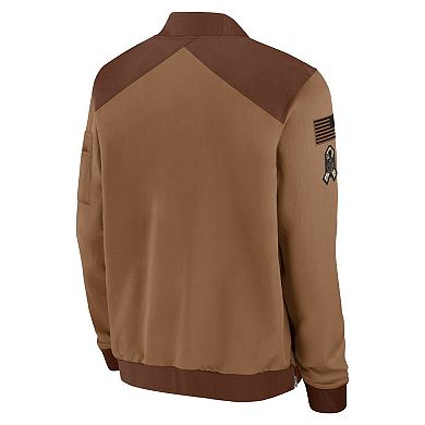 Men's Nike Brown New England Patriots Salute To Service Full-Zip Bomber Jacket