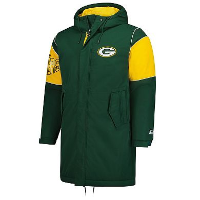 Men's Starter Green Green Bay Packers Dynasty Polyfill Stadium Full-Zip Jacket
