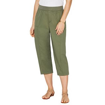 Catherines Women's Plus Size Petite Stretch Knit Waist Cargo Capri