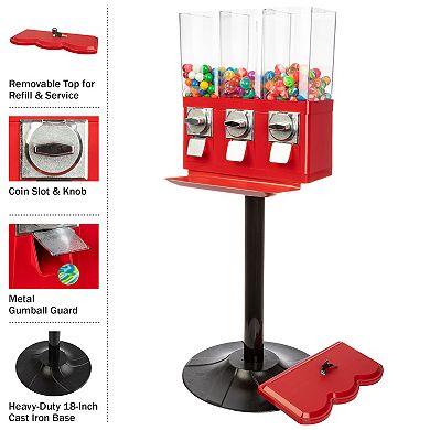 Triple Vending Gumball Machine with Stand by Great Northern Popcorn