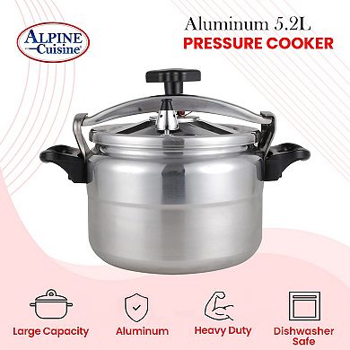 Alpine Cuisine Pressure Cooker/canner Aluminum 5.2l, Bakelite Handle Mirror Polishing, Suitable