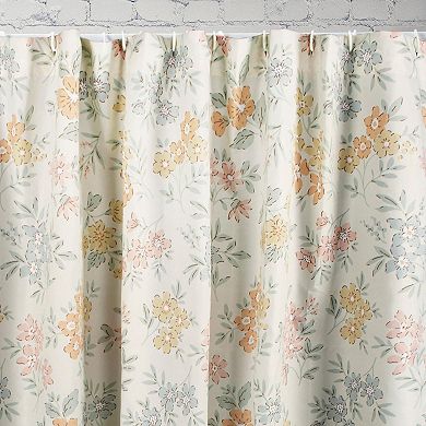 Chloe Floral Print 12 Buttonholes Bath Shower Curtain