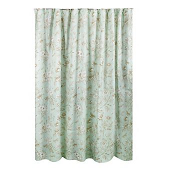 Olivia Floral and Butterfly Print 12 Buttonholes Bath Shower Curtain