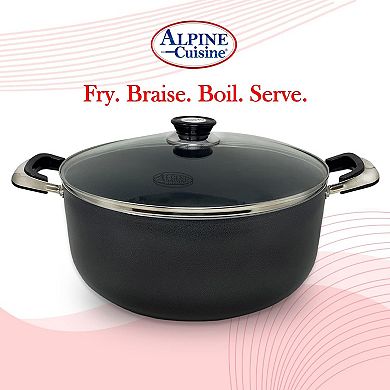 Alpine Cuisine 18 Quart Non-stick Stock Pot With Tempered Glass Lid And Carrying Handles