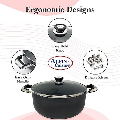 Alpine Cuisine 18 Quart Non-stick Stock Pot With Tempered Glass Lid And Carrying Handles