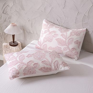 Cotton Clipped Jacquard Floral Comforter 5 Piece Set