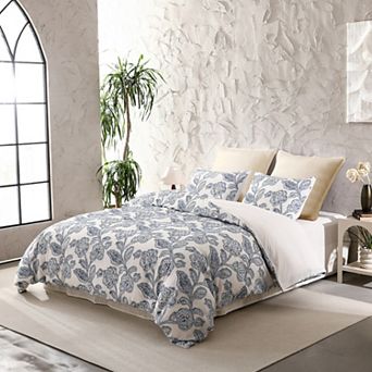 Cotton Clipped Jacquard Floral Comforter 5 pc Set