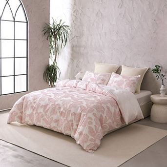 Cotton Clipped Jacquard Floral Comforter 5 pc Set