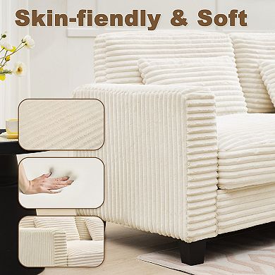 4-Seat Corduroy Sectional Sofa, Modular Couches for Living Room & Business