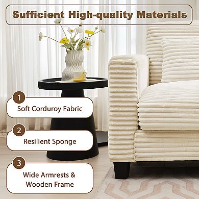 4-Seat Corduroy Sectional Sofa, Modular Couches for Living Room & Business