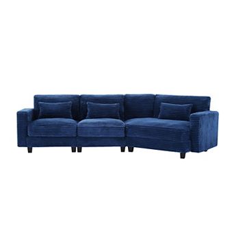 4-Seat Corduroy Sectional Sofa, Modular Couches for Living Room & Business