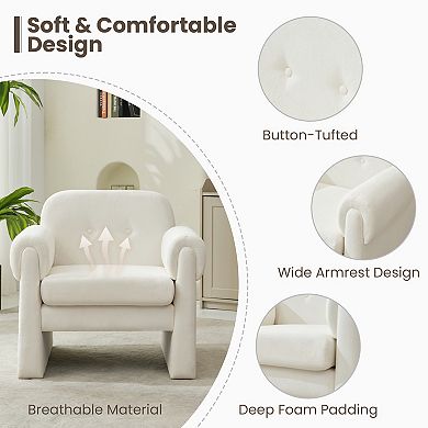 SERWALL Modern Cloud Velvet Accent Chair with Removable Cushion for Living Room